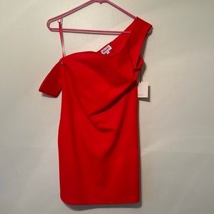 Super down one shoulder dress with sleeve